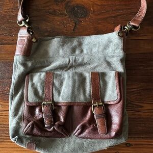 Mo & Co Suede & Leather Messenger Bag Styled Purse